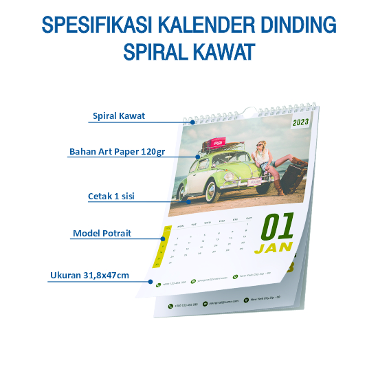 Kalender Spiral Kawat Art Paper 120gr Isi 3 Lembar